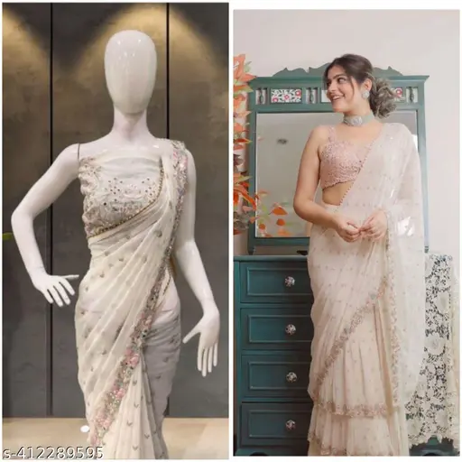 Embroidered Ivory Saree