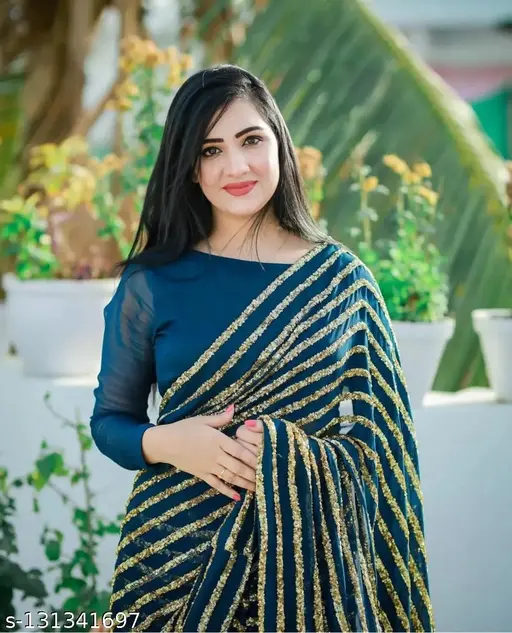 Navy Blue Designer Saree