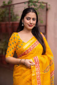 Yellow Printed Saree