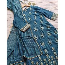 Blue Embroidered Kurti Set