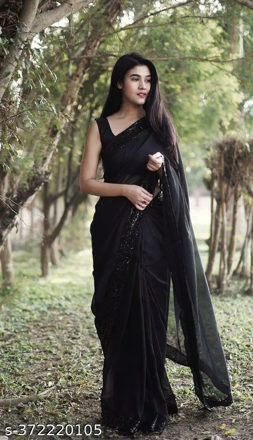 Elegant Black Georgette Saree