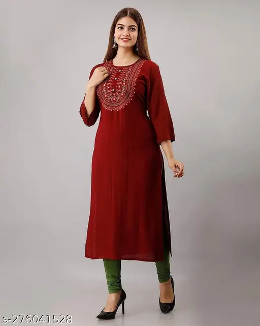 Red Embroidered Kurti
