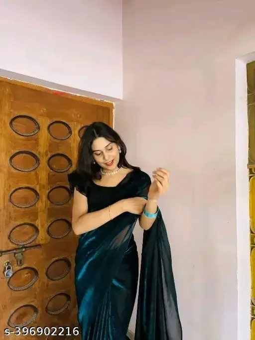 Elegant Black Satin Saree