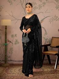 Elegant Black Sequin Saree