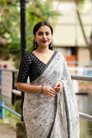 Elegant Black and White Saree