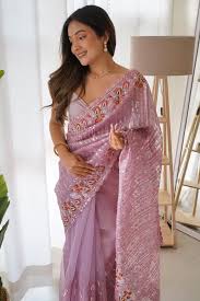 Lavender Georgette Saree