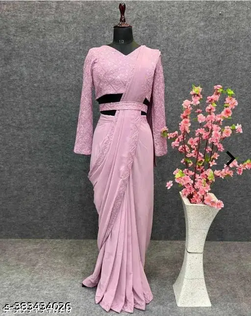 Elegant Pink Saree with Blouse