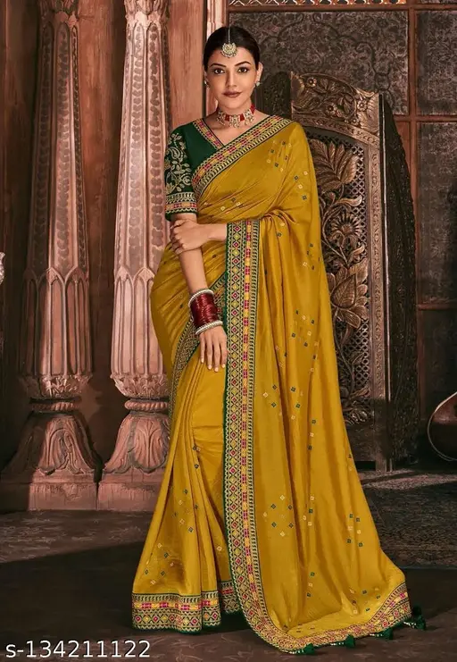 Traditional Mustard Yellow Saree