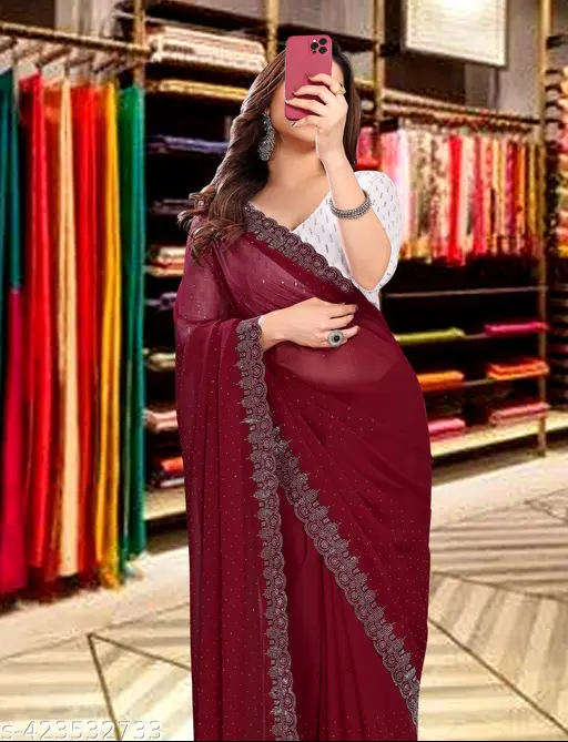 Elegant Maroon Saree