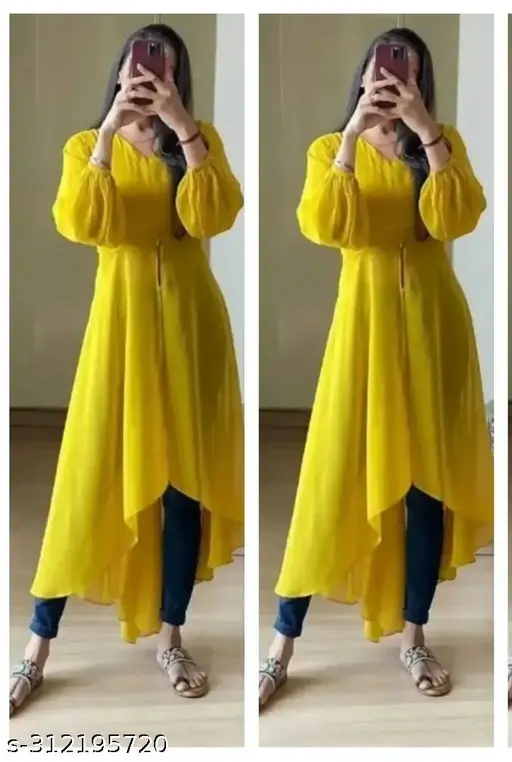 Yellow Asymmetrical Kurti