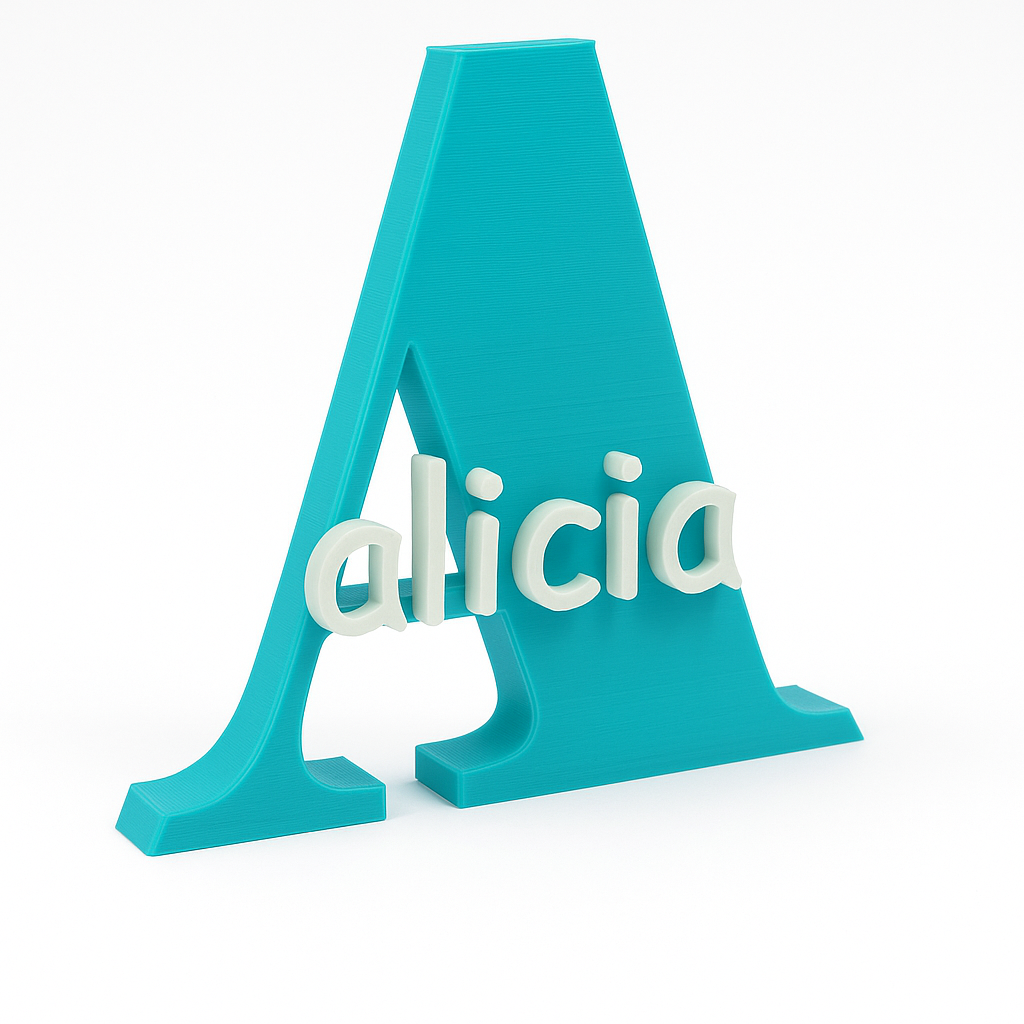 Figura personalizada 3D con letra inicial y nombre | Regalo original impreso en 3D