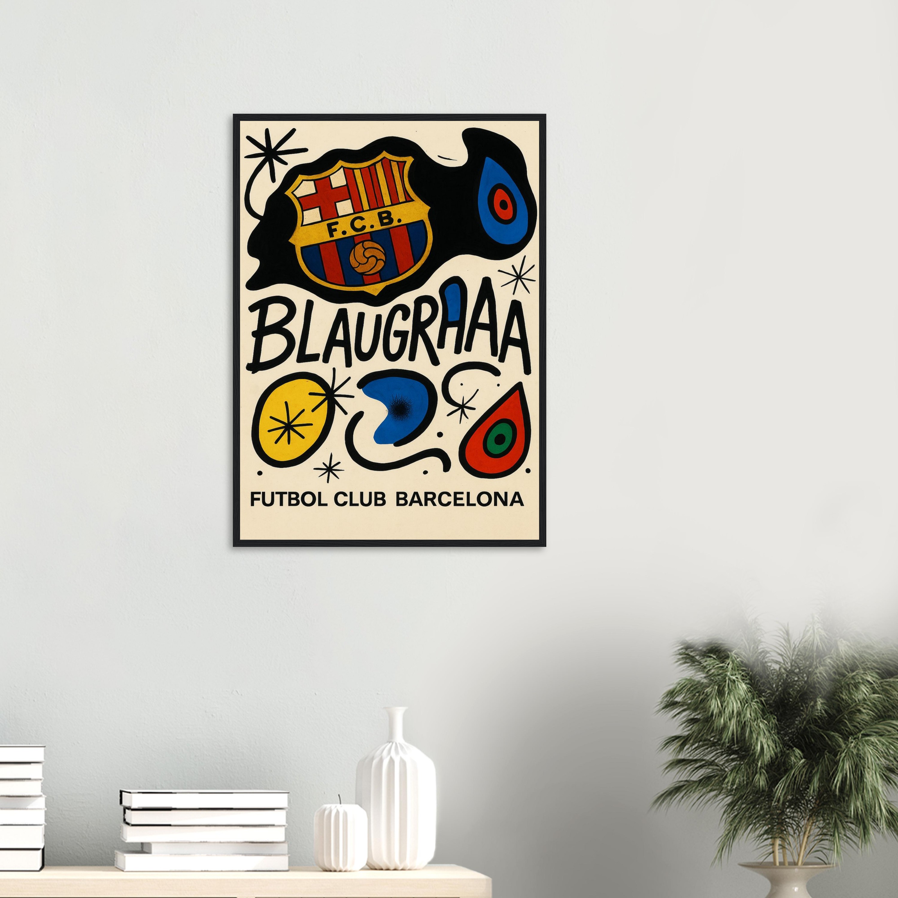 Blaugrana Abstract Wall Art – Barça-Inspired on Framed Canvas | Miró Style Tribute
