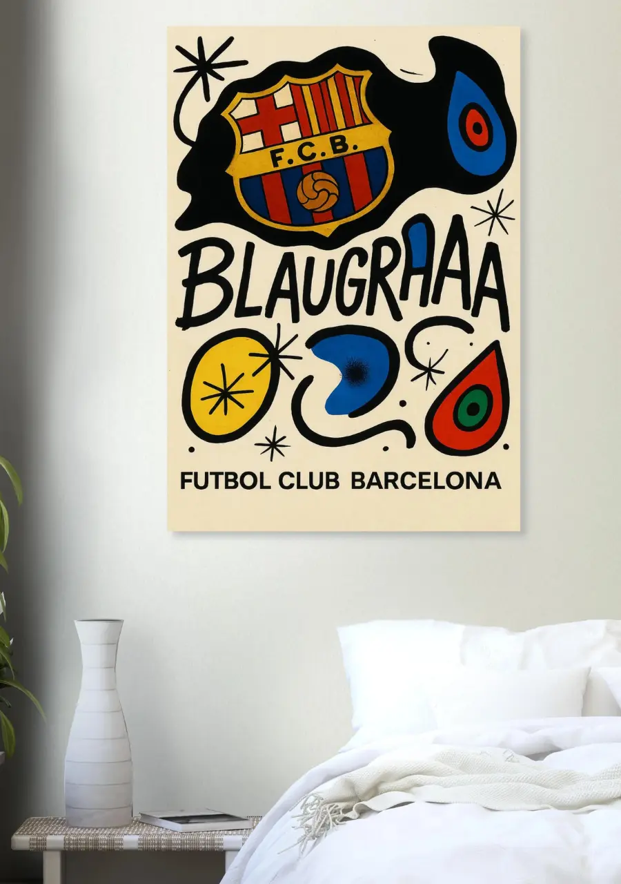 Blaugrana Abstract Aluminum Wall Art – FC Barcelona-Inspired Poster | Miró Style Premium.
