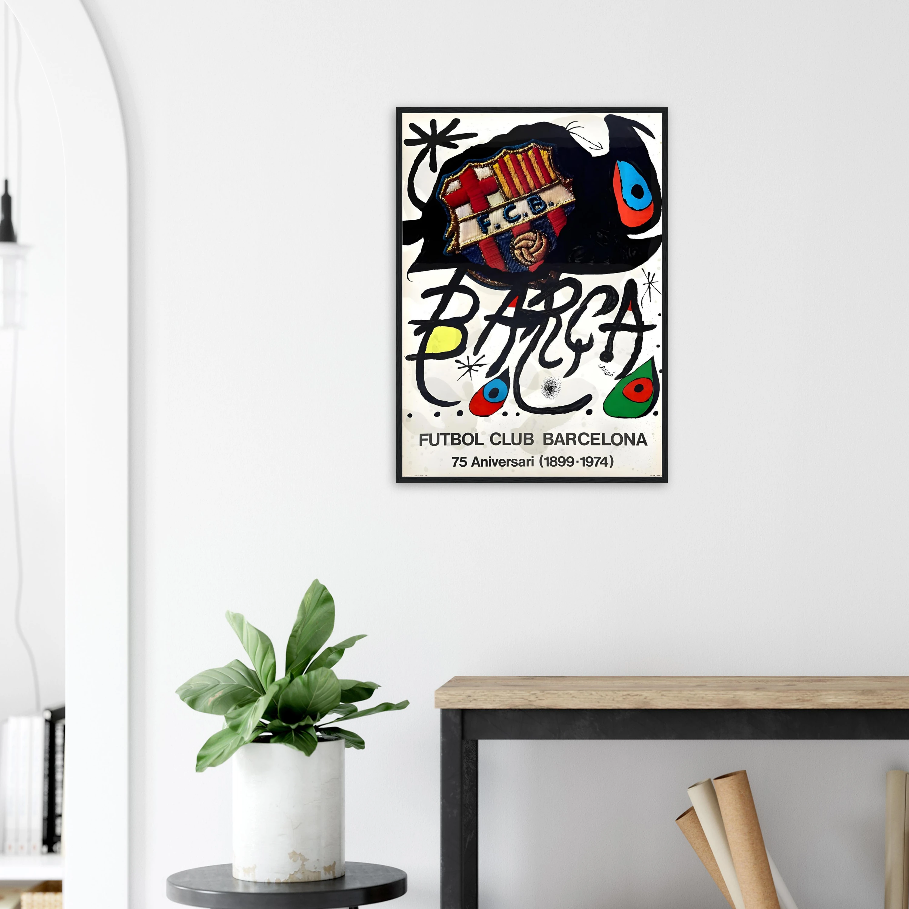 FC Barcelona 75th Anniversary Abstract Wall Art – Joan Miró Style Framed | Blaugrana Collectible