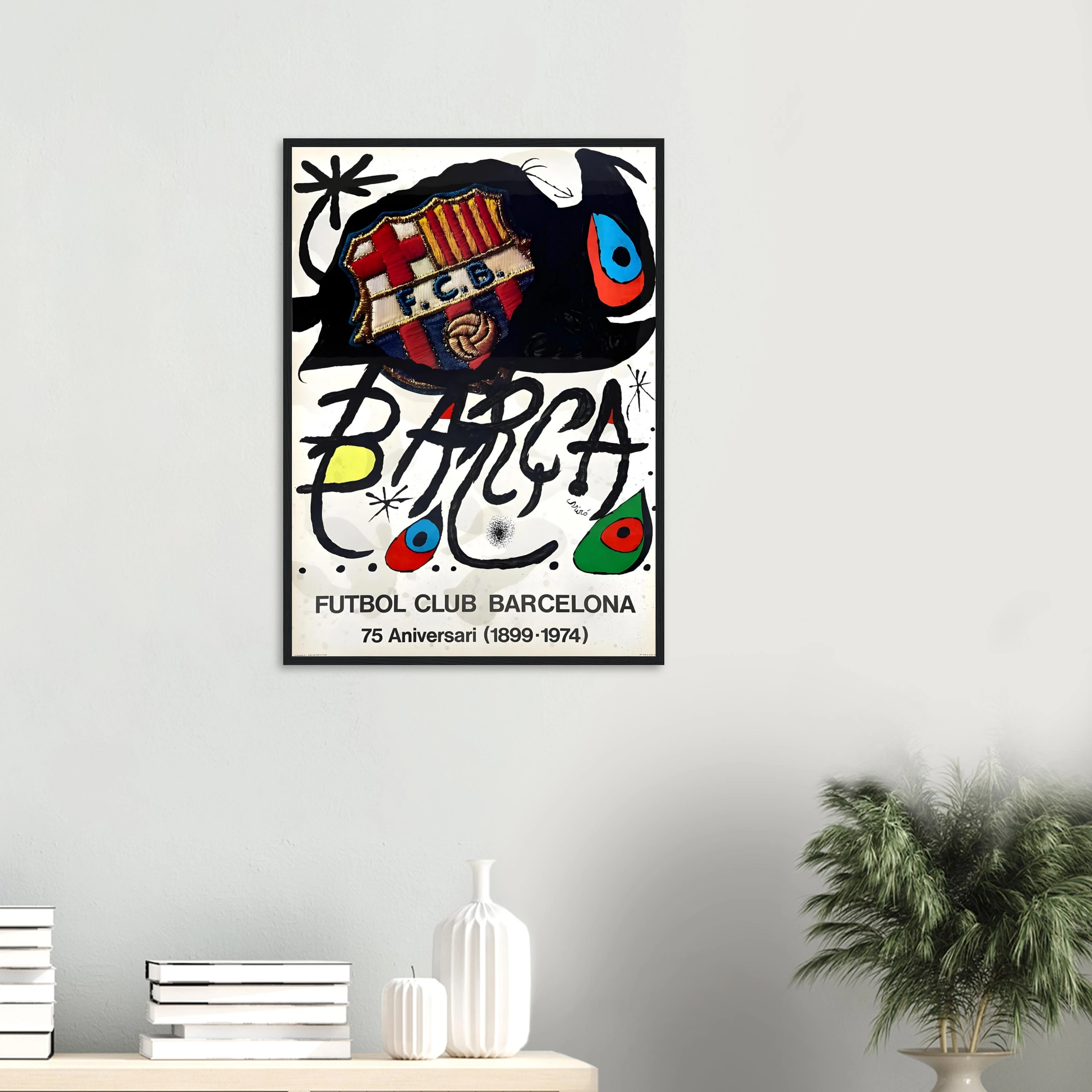 FC Barcelona 75th Anniversary Abstract Wall Art – Joan Miró Style Framed | Blaugrana Collectible