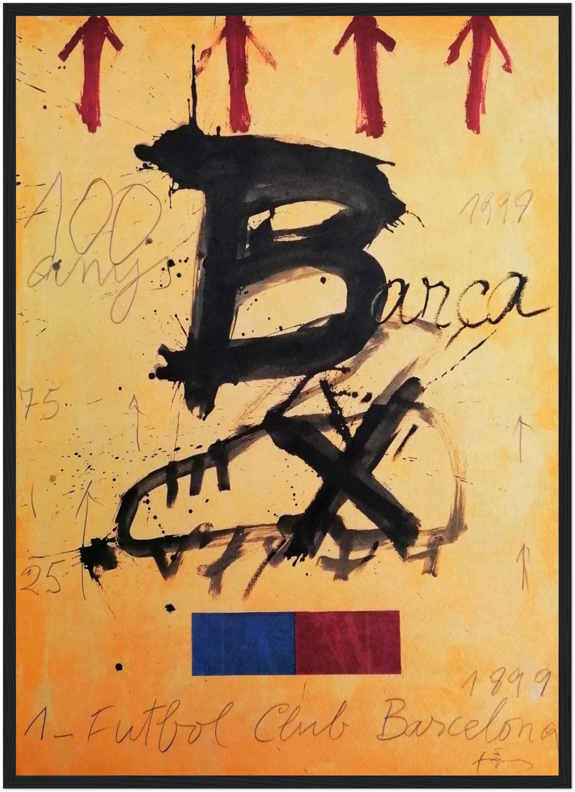 Antoni Tàpies FC Barcelona 100th Anniversary Poster – Framed Canvas Wall Art | Vintage Barça Collectible
