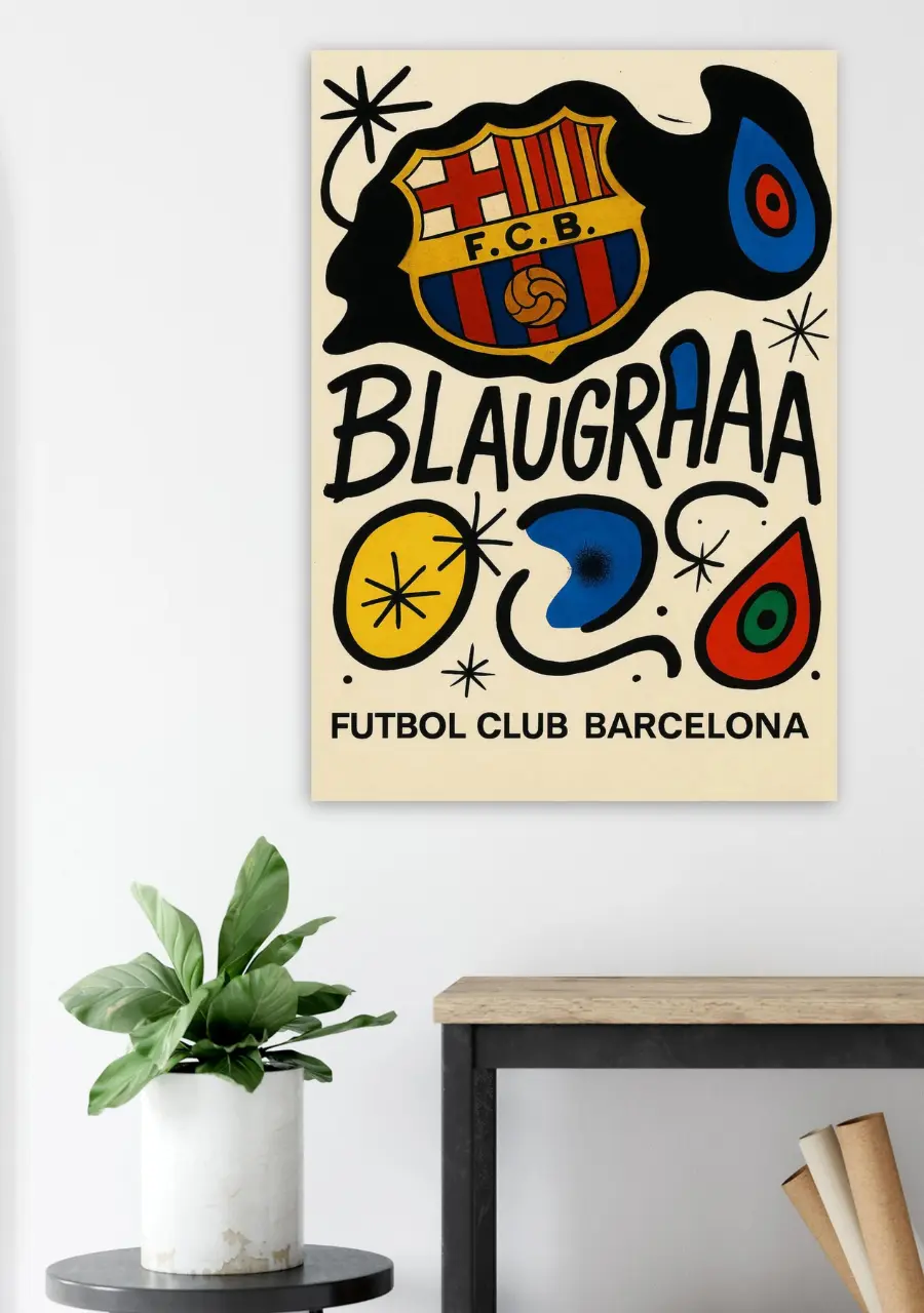 Blaugrana Abstract Aluminum Wall Art – FC Barcelona-Inspired Poster | Miró Style Premium.
