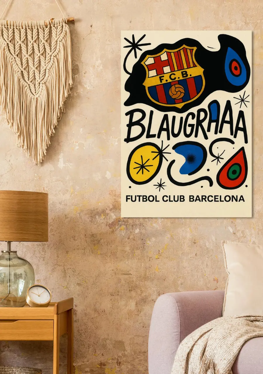 Blaugrana Abstract Aluminum Wall Art – FC Barcelona-Inspired Poster | Miró Style Premium.