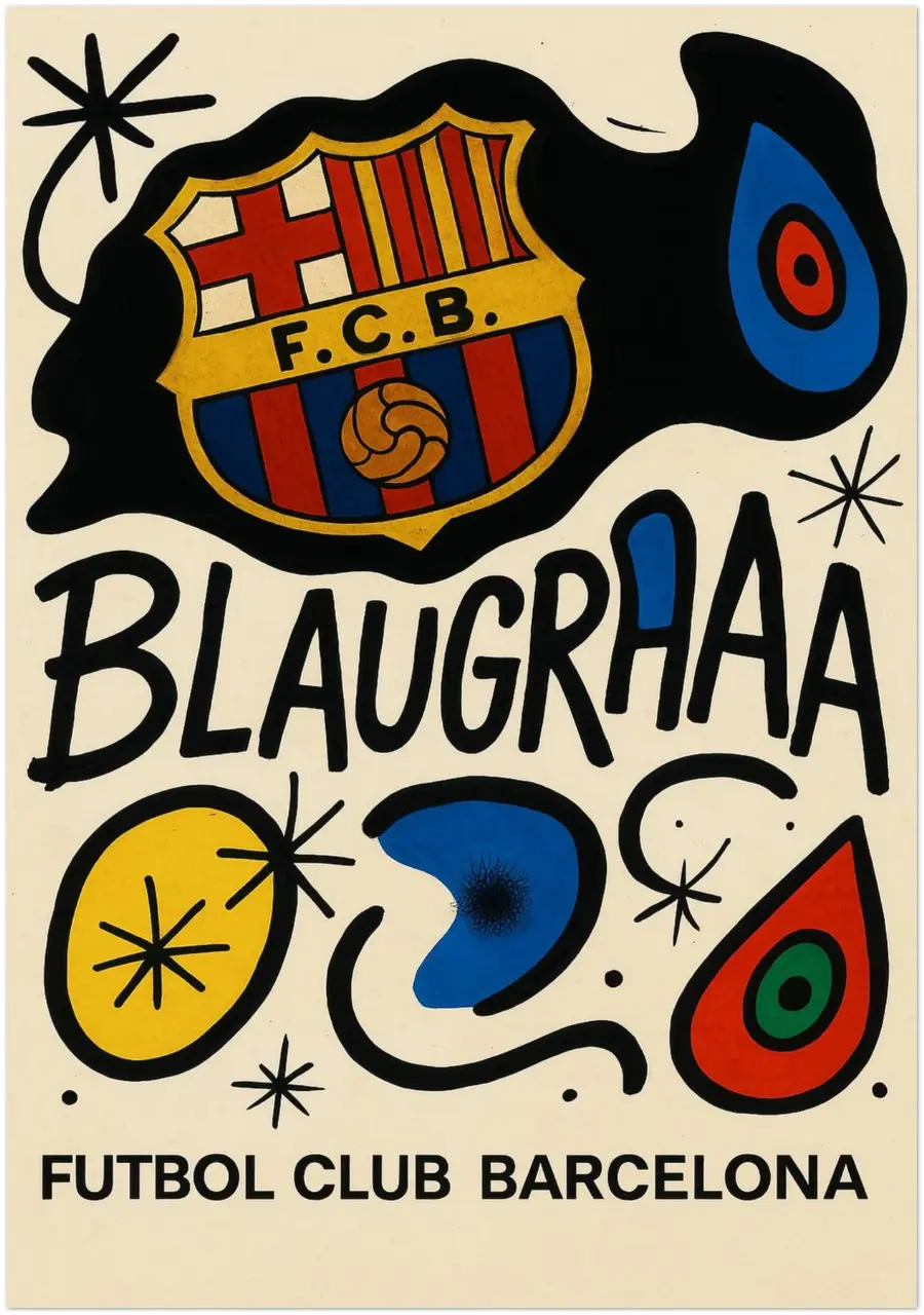 Blaugrana Abstract Aluminum Wall Art – FC Barcelona-Inspired Poster | Miró Style Premium.