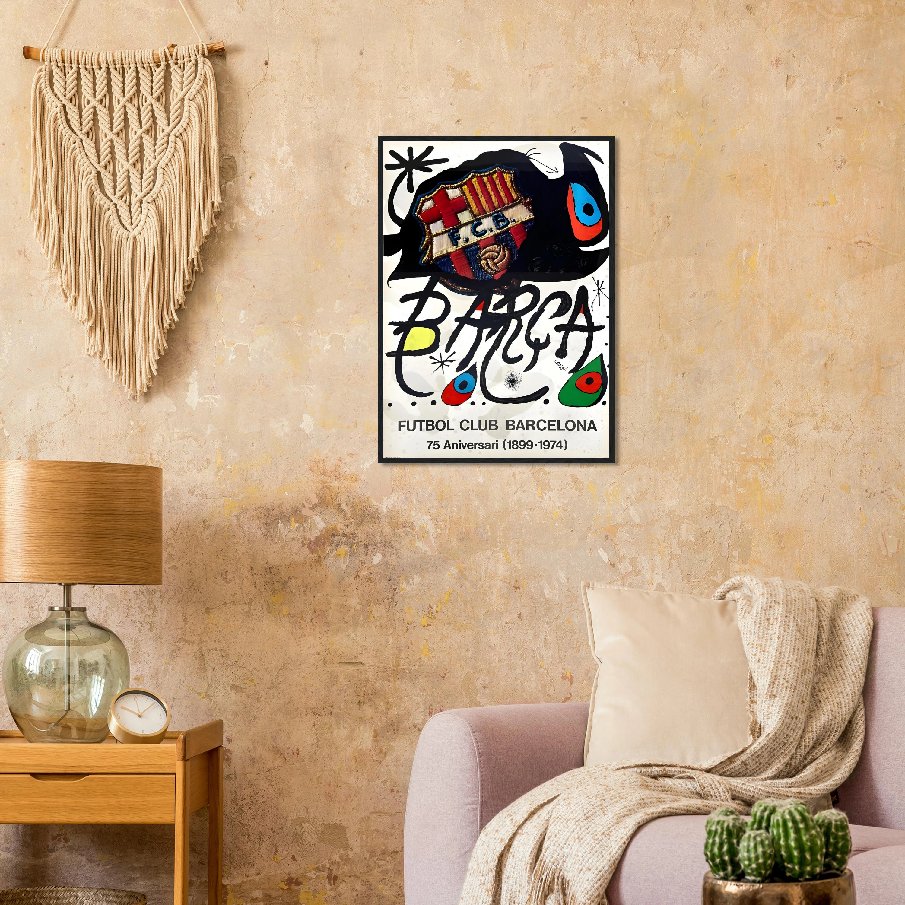 FC Barcelona 75th Anniversary Abstract Wall Art – Joan Miró Style Framed | Blaugrana Collectible