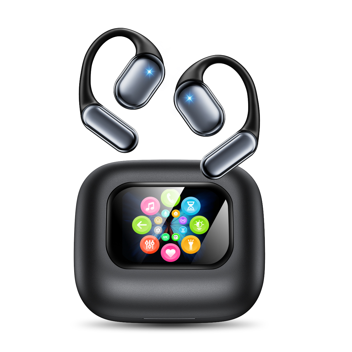 ワイヤレスイヤホン Bluetooth6.0 オープンイヤー Bluetooth イヤホン 骨伝導イヤホン 音漏れ防止 液晶イヤホン EQモード Hi-Fi高音質 30H音楽再生 ENCノイズキャンセリング タッチ操作 iPhone iPad Android 通勤/通学