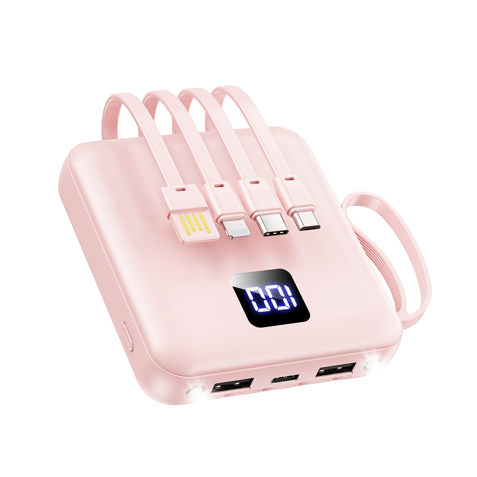 モバイルバッテリー 軽量 小型【4本ケーブル内蔵&持ち運び便利】モバイルバッテリー 大容量 22000mAh 5台同時充電 モバイルバッテリー iPhone17充電器 Android対応 スマホ充電器 LCD残量表示防災ライト/地震/停電/旅行/災害/防災グッズ