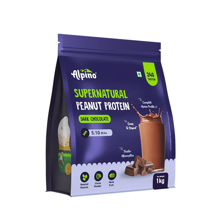 Alpino Supernatural Peanut Protein Powder Dark Chocolate 1kg – 100% Plant-Based
