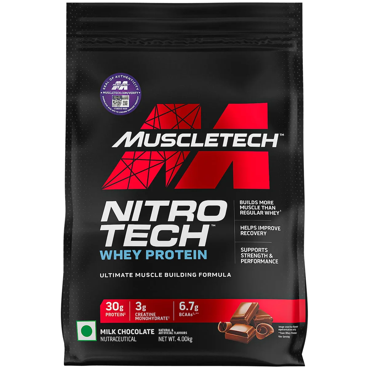 Muscletech Performance Series Nitrotech, Ultimate Muscle Building Formula 4 KG CHOCOLATE