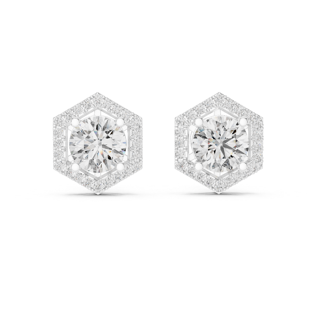 Hexagon Diamond Stud Earrings