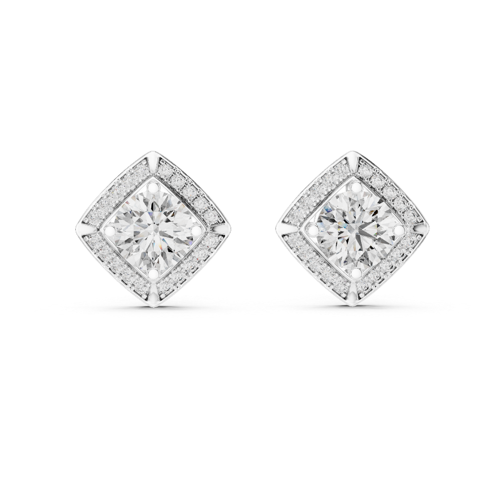 Diamond Halo Stud Earrings