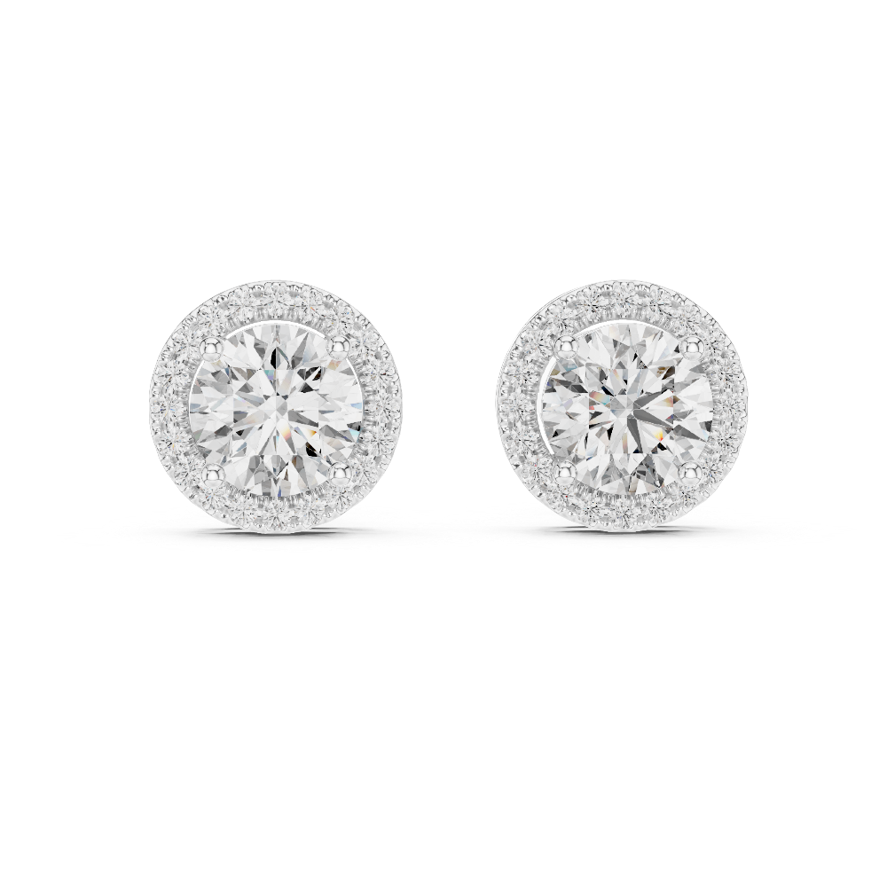 Diamond Halo Stud Earrings