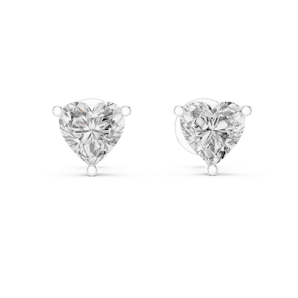 Heart-Shaped Diamond Stud Earrings