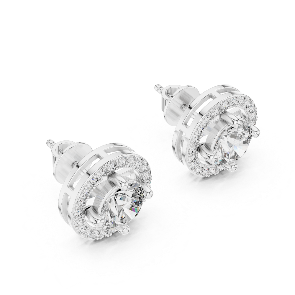 Diamond Halo Stud Earrings