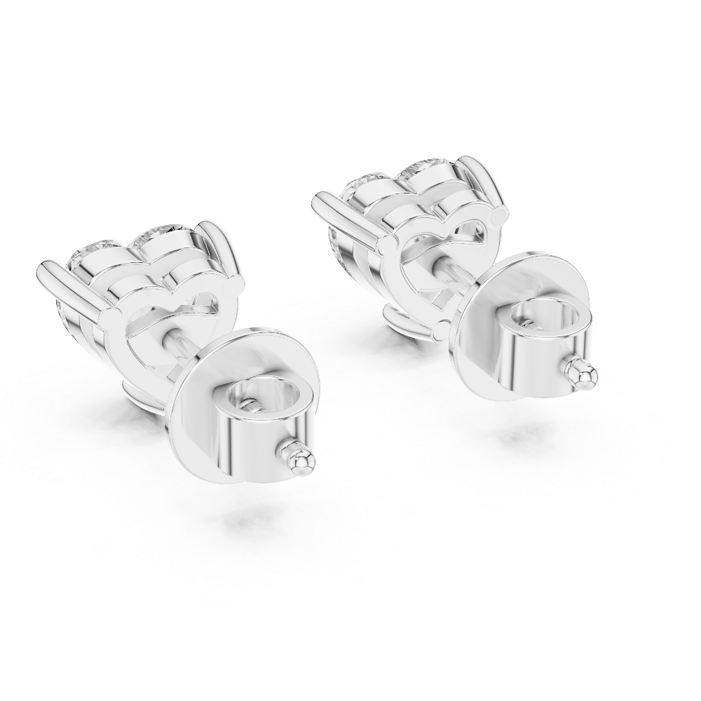 Heart-Shaped Diamond Stud Earrings