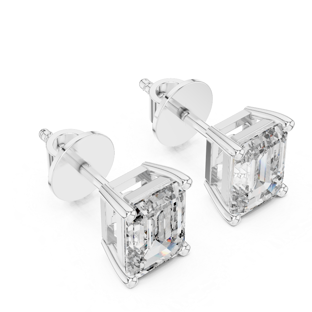 Emerald Cut Diamond Stud Earrings