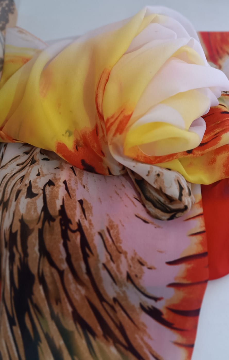 Pañuelo de seda estampado con Naranja