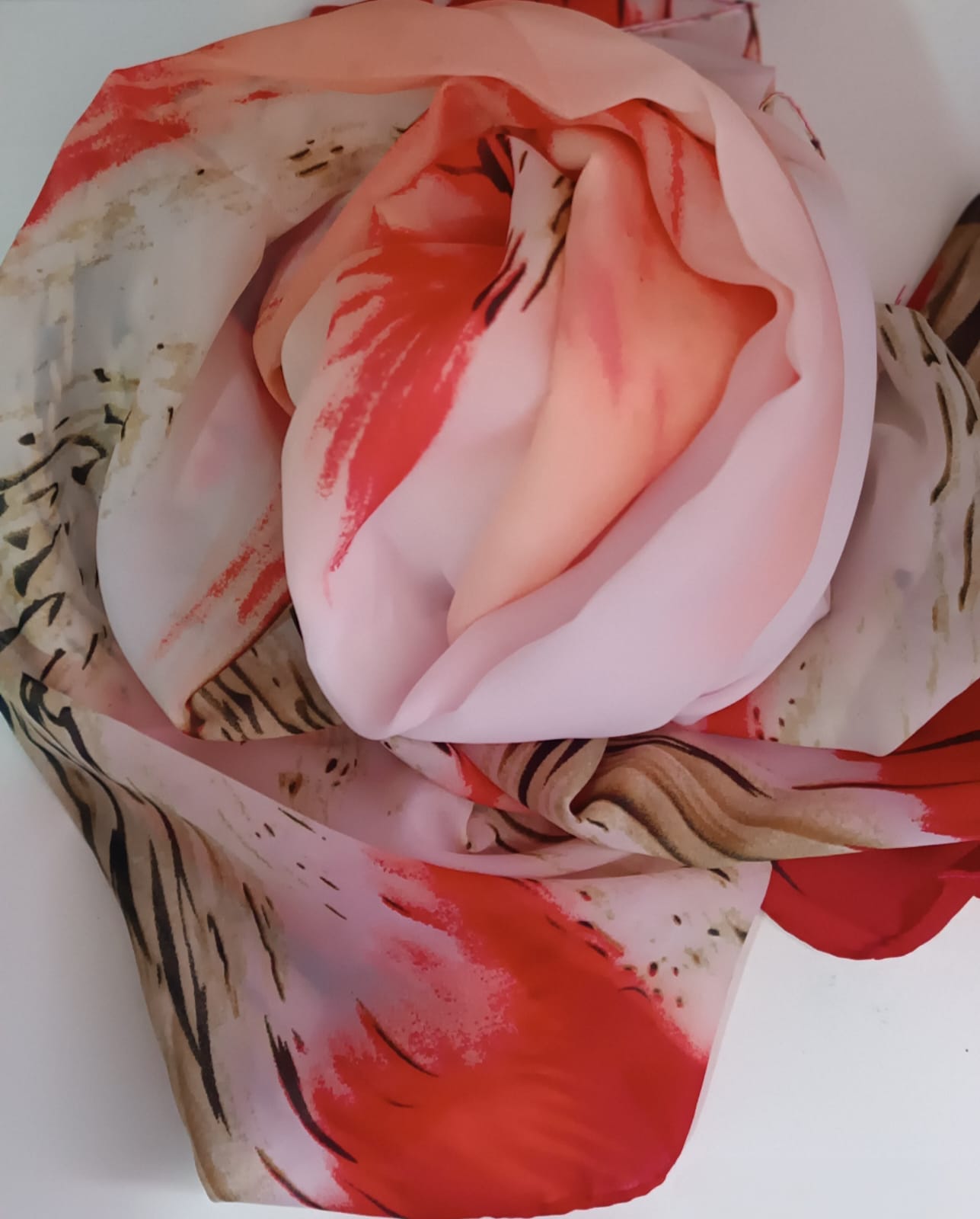 Pañuelo de seda estampado con Rojo