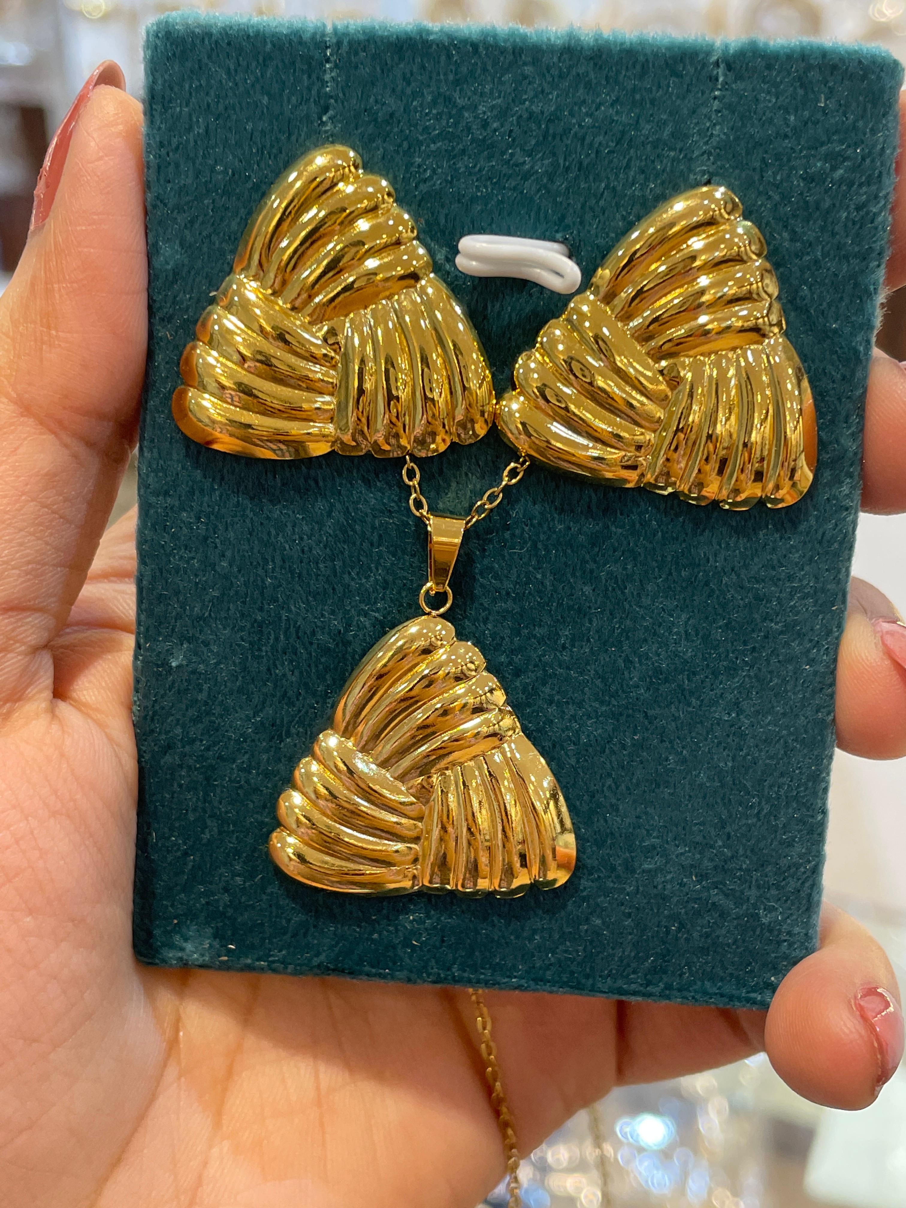 Gold Plated Triangle Jewelry Set