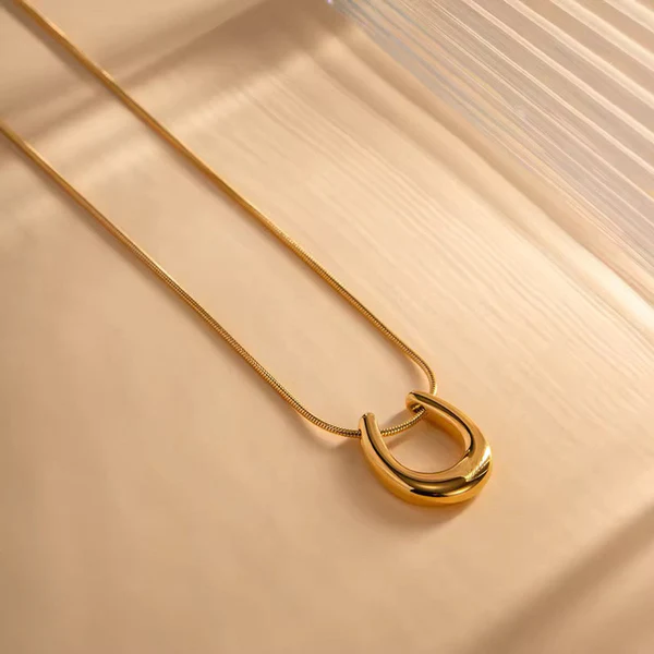 Gold Crescent Pendant Necklace