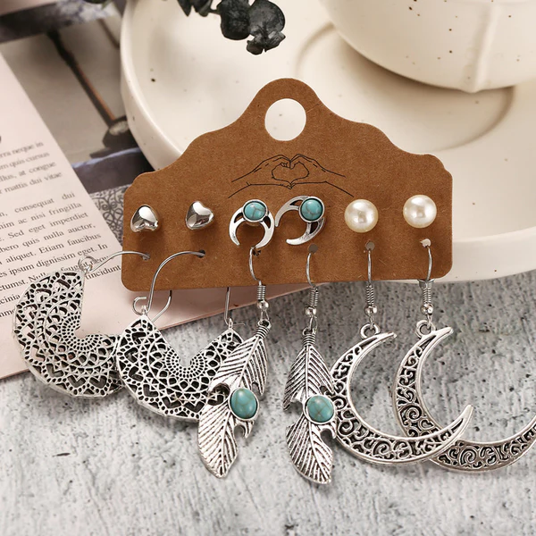 Bohemian Silver Earring Set