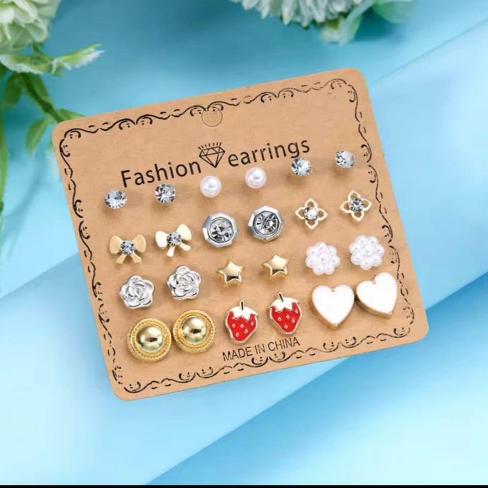 Fashion KOREAN Earrings Set of 12