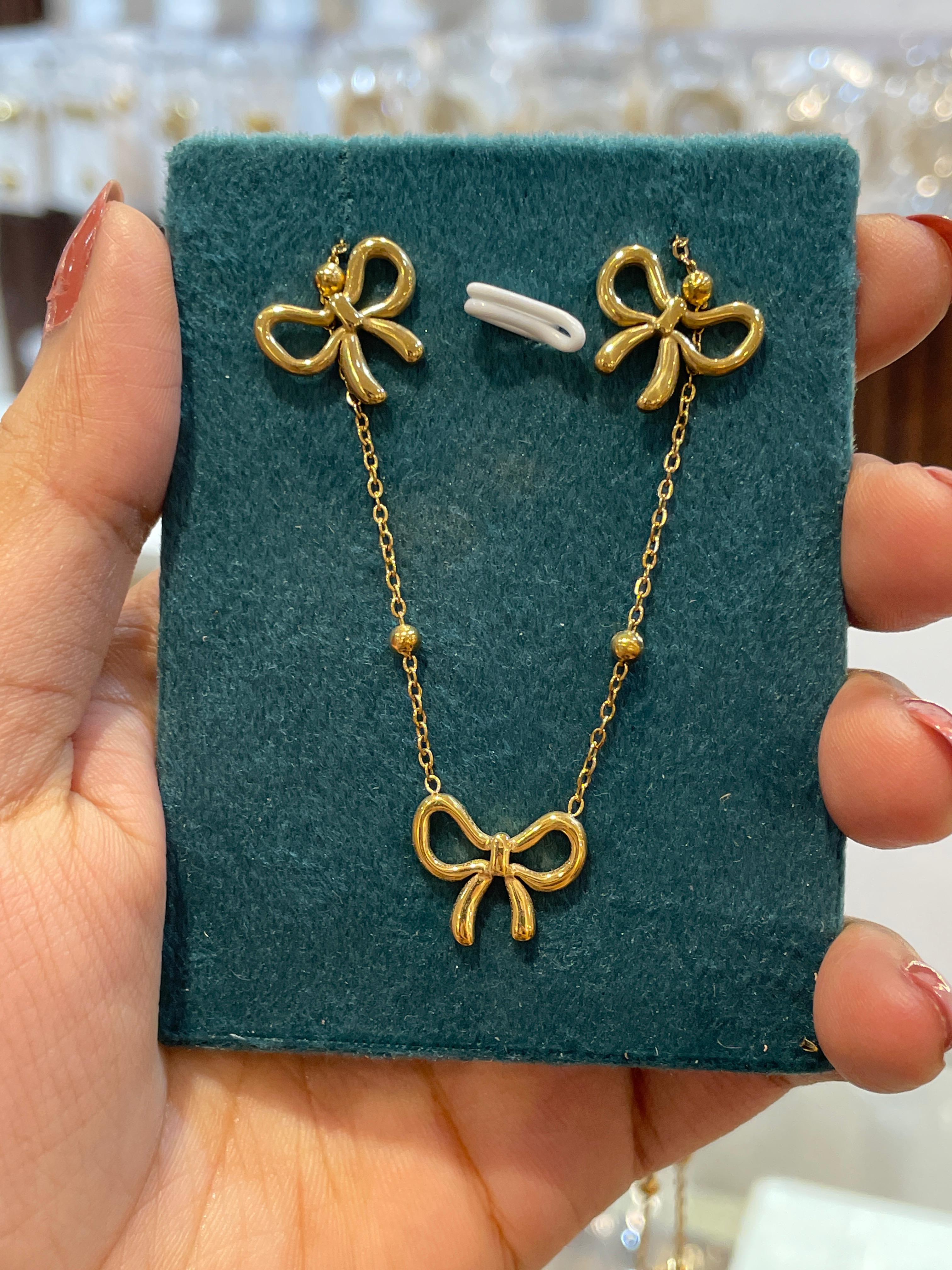 Gold Bow Jewelry Set ANTI TARNISH