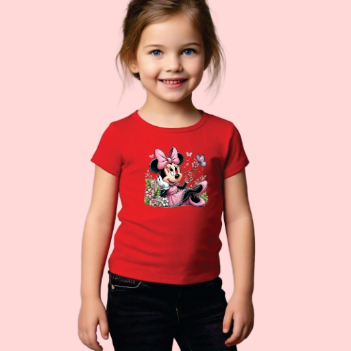 Girls Cotton Cartoon Printed T-Shirt Minnie Mouse