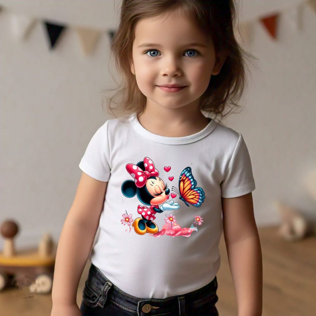 Girls Cotton Minnie Mouse T-Shirt Casual Kids Wear