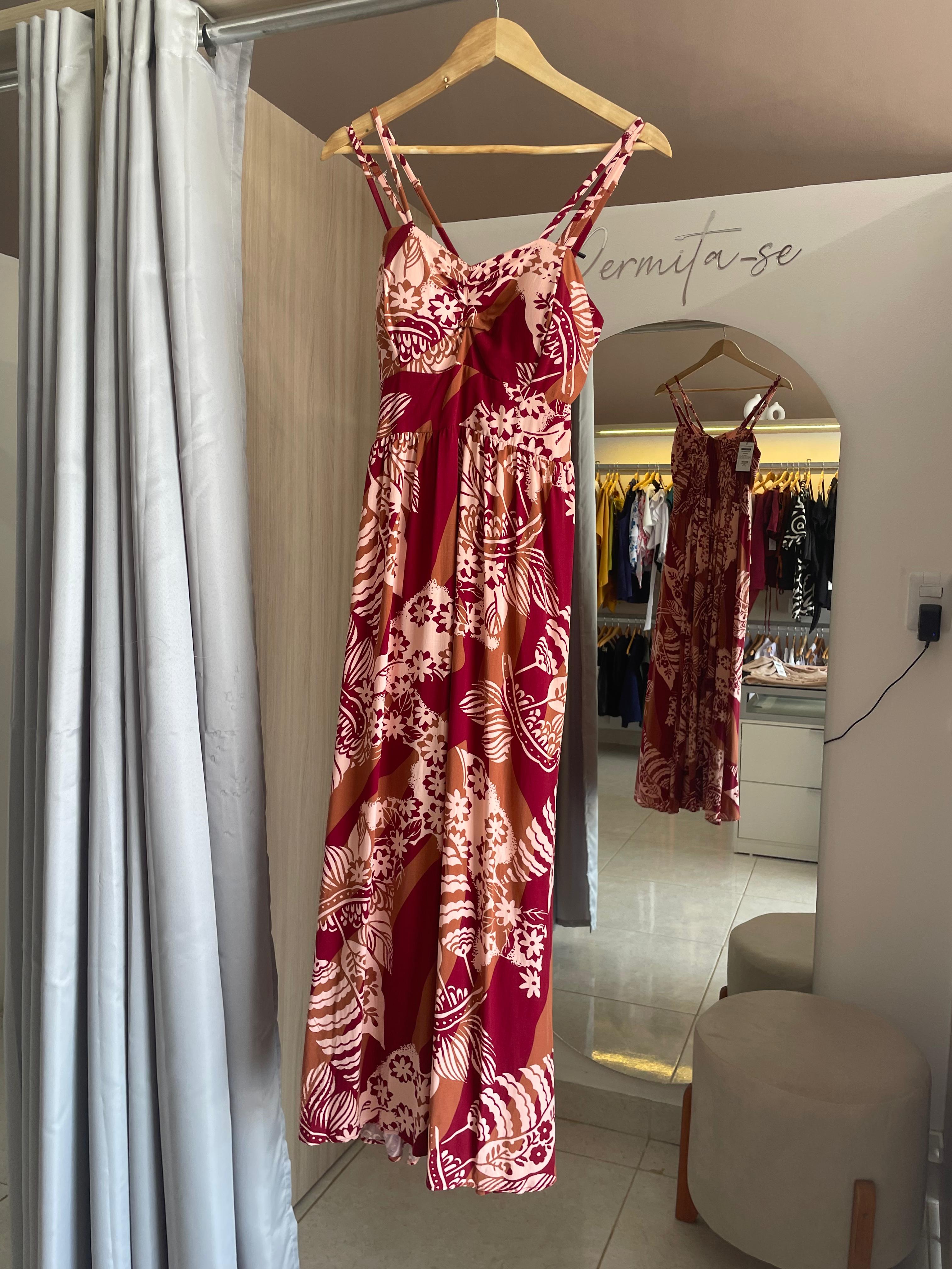 VESTIDO LONGO ESTAMPADO C\BOJO