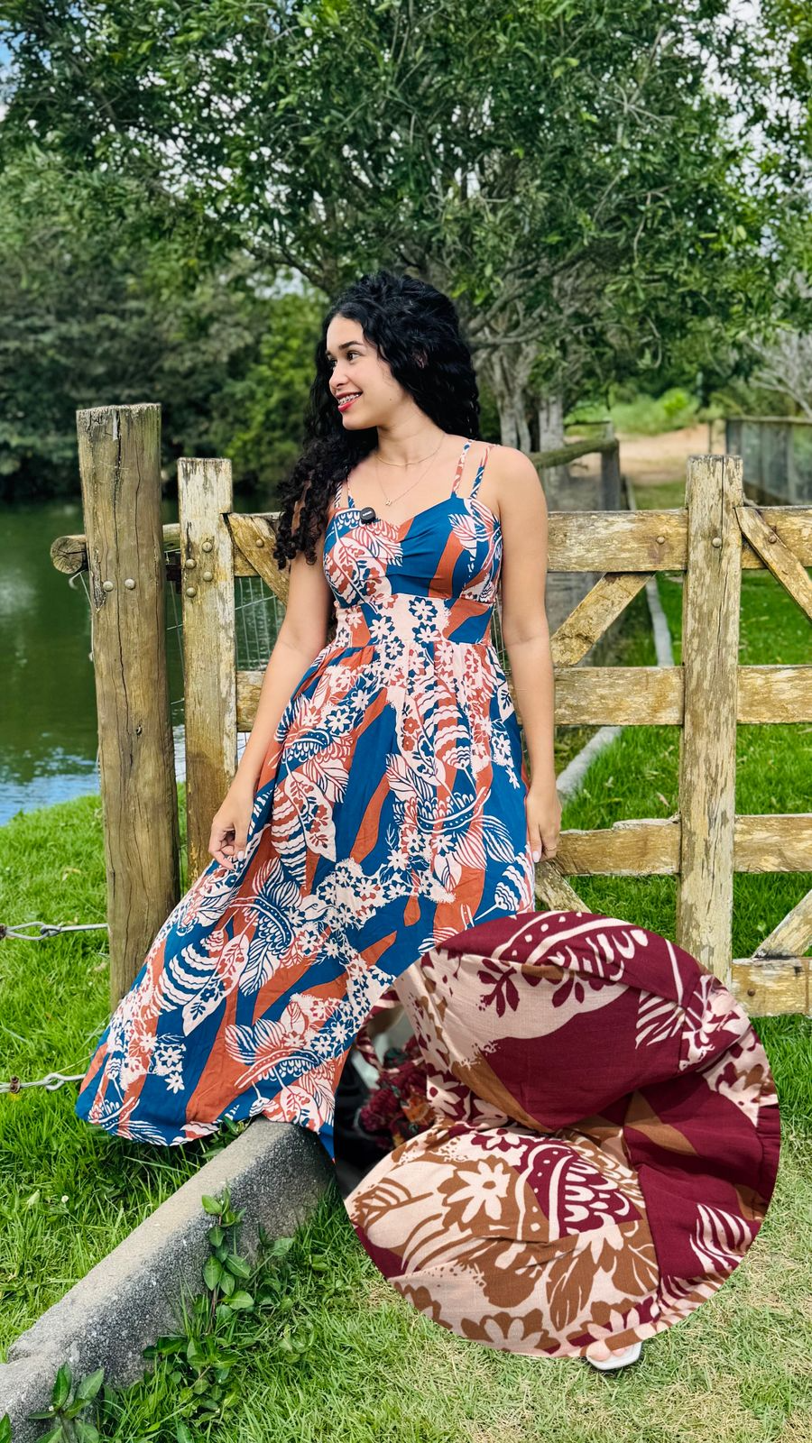 VESTIDO LONGO ESTAMPADO C\BOJO