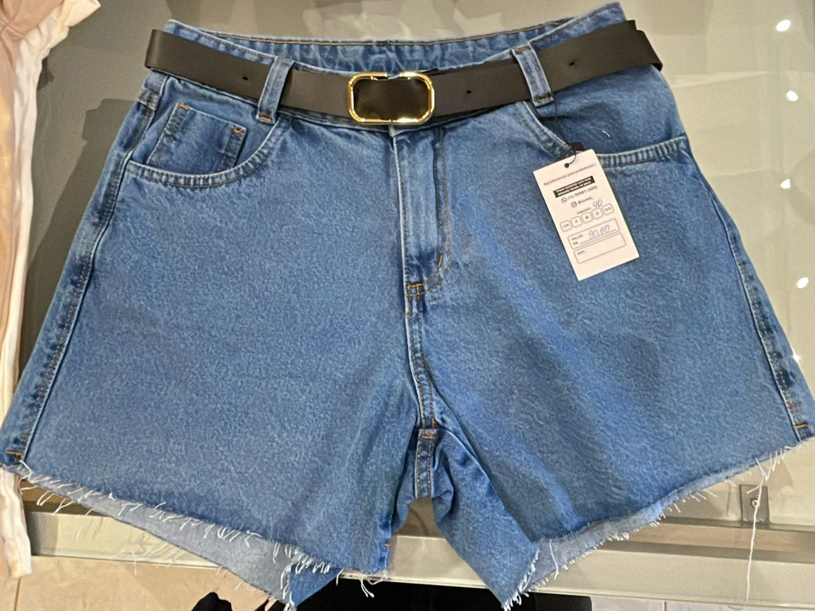 SHORT C/CINTO JEANS AZUL
