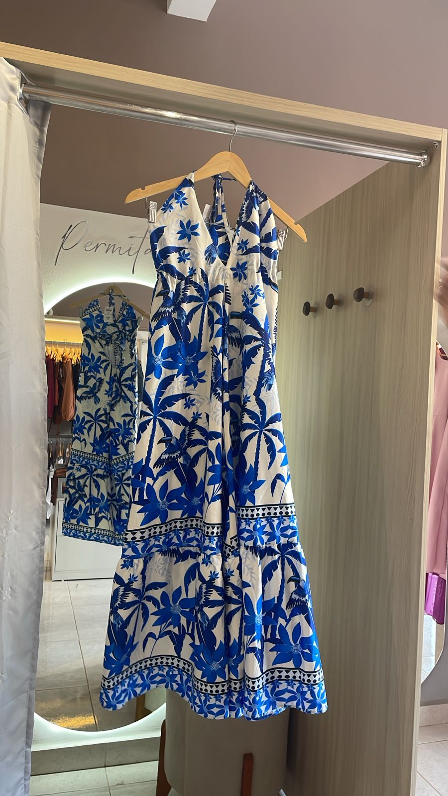 VESTIDO LONGO LASTEX ESTAMPADO