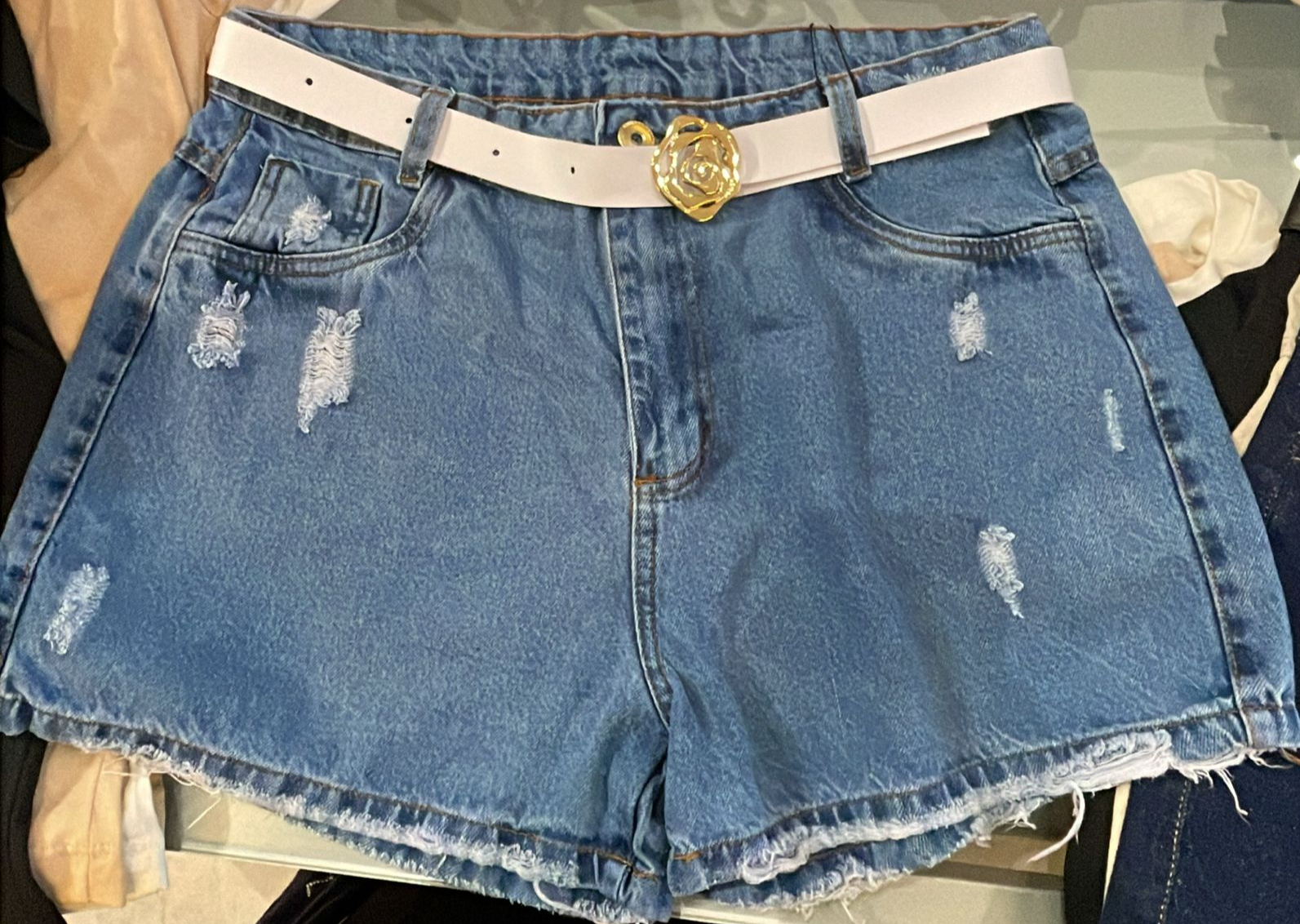 SHORT C/CINTO JEANS AZUL