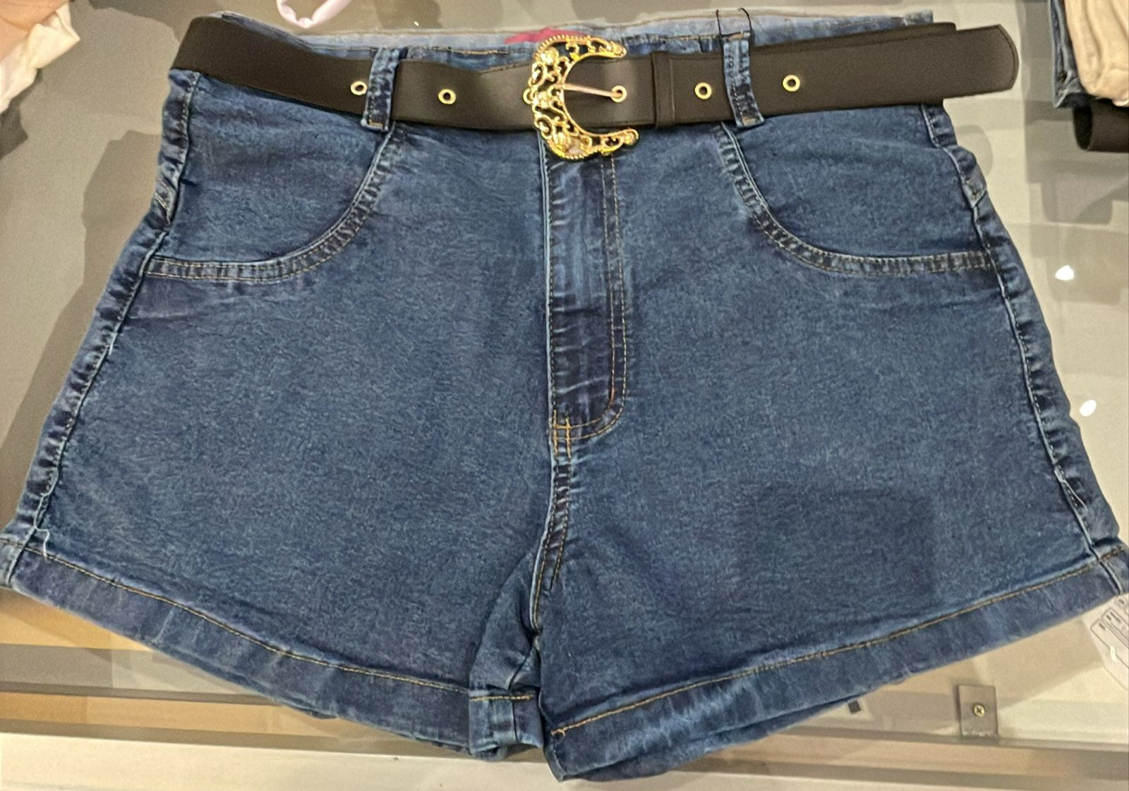 SHORT C/CINTO JEANS AZUL